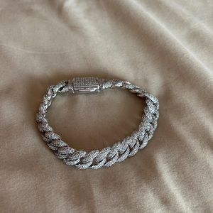 6ice 8.5mm Diamond Cuban Bracelet White Gold.